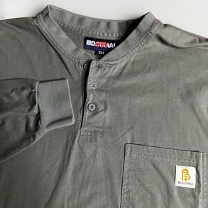 Bocomal FR Shirt Mens 2XL Gray Henley Long Sleeve Flame Resistant Work CAT2
